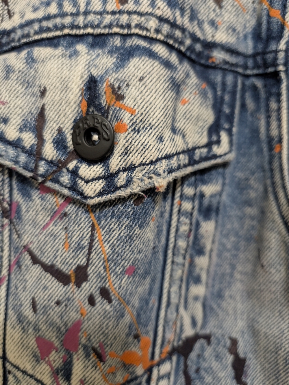 PRPS *RARE* Gale Paint Splatter Light Wash Denim - Size L - Picture 6 of 9